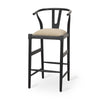 Mercana Trixie Black Wood Frame w/ Dark Taupe Fabric Seat Bar Stool Clearance