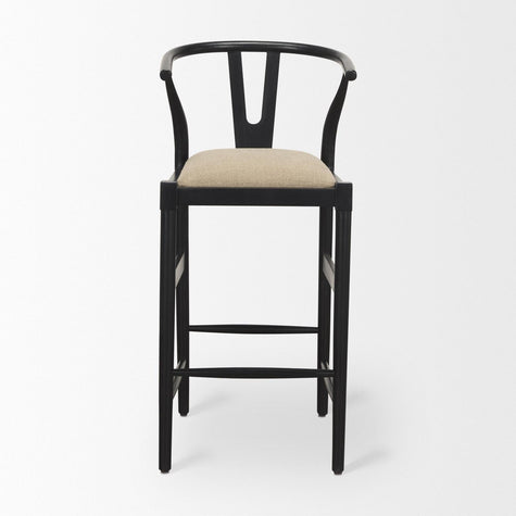 Mercana Trixie Black Wood Frame w/ Dark Taupe Fabric Seat Bar Stool Clearance