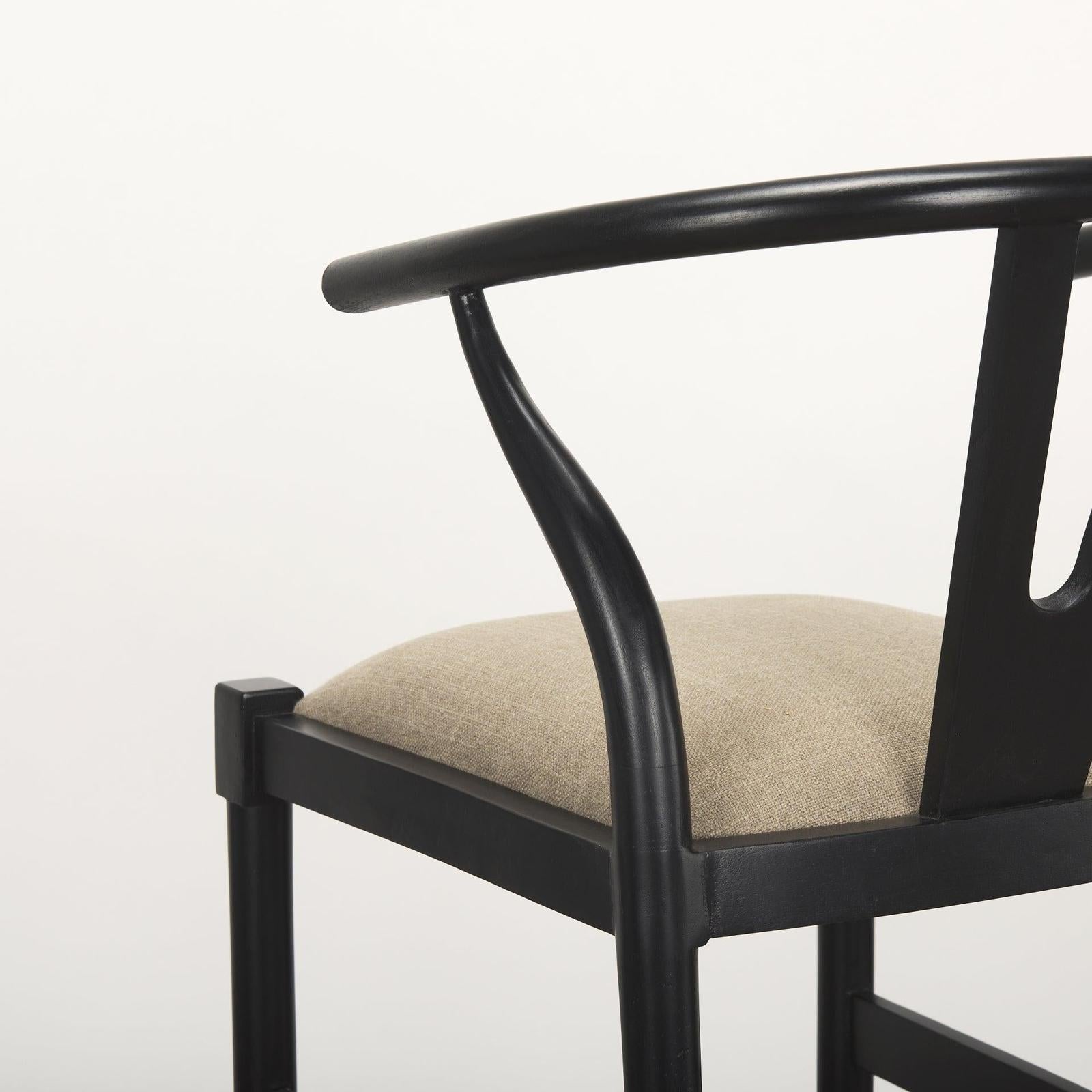 Mercana Trixie Black Wood Frame w/ Dark Taupe Fabric Seat Bar Stool Clearance