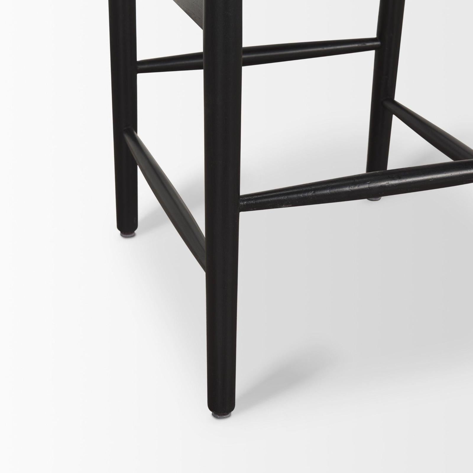 Mercana Trixie Black Wood Frame w/ Dark Taupe Fabric Seat Bar Stool Clearance