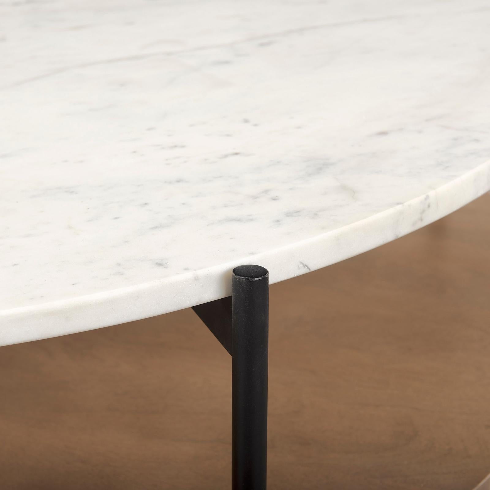 Mercana Larkin Marble Top w/ Brown Wood Shelf Coffee Table