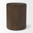Mercana Terra Dark Brown Wood Fluted Round Side Table