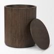 Mercana Terra Dark Brown Wood Fluted Round Side Table