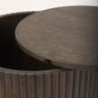 Mercana Terra Dark Brown Wood Fluted Round Side Table