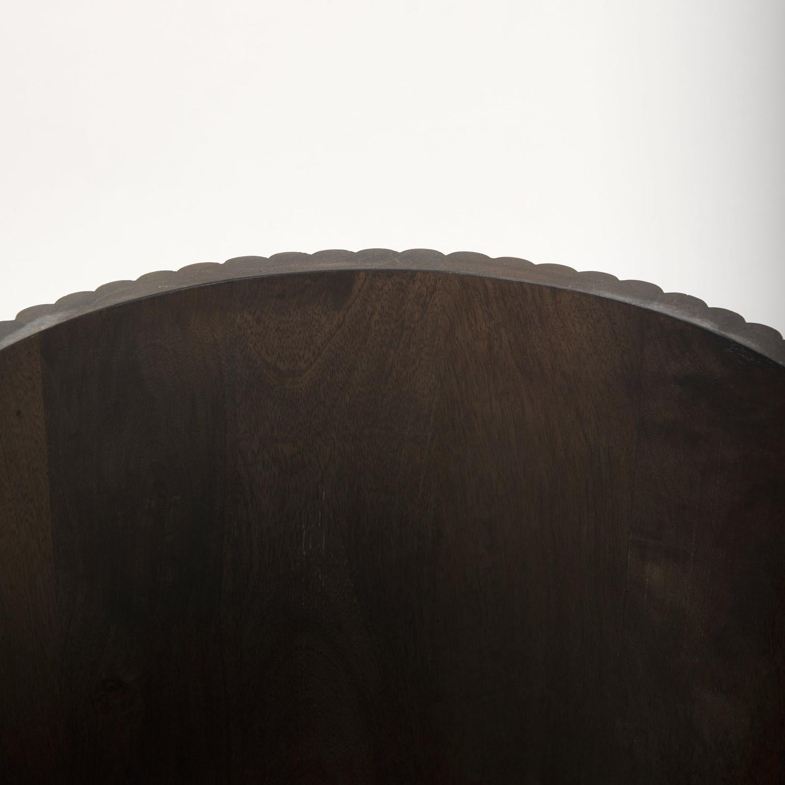 Mercana Terra Dark Brown Wood Fluted Round Side Table