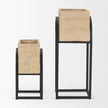 Mercana Jadine Beige Wood w/ Black Metal Arch Frames- Set of 2 Clearance