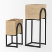 Mercana Jadine Beige Wood w/ Black Metal Arch Frames- Set of 2 Clearance