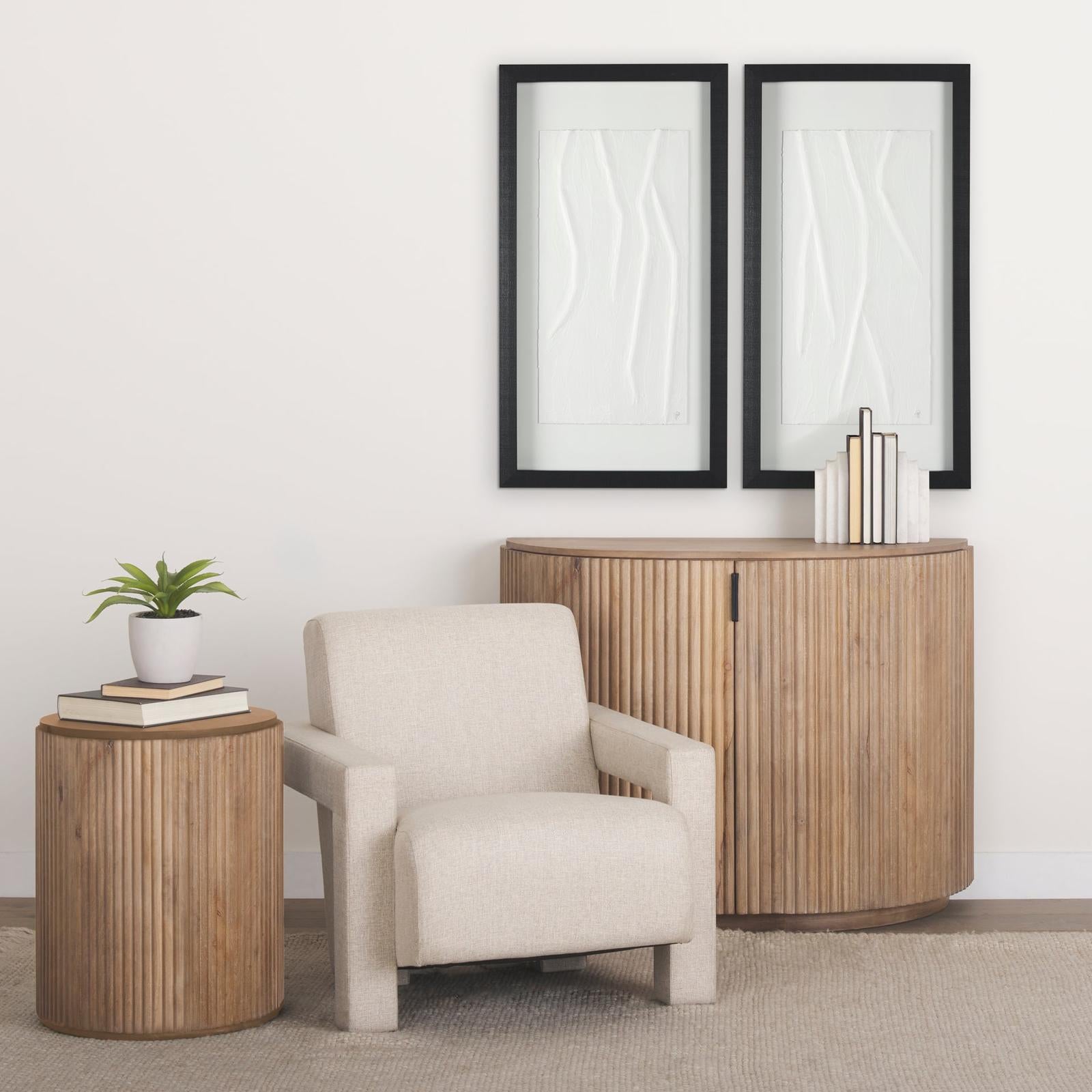 Mercana Terra Dark Brown Wood Fluted Round Side Table