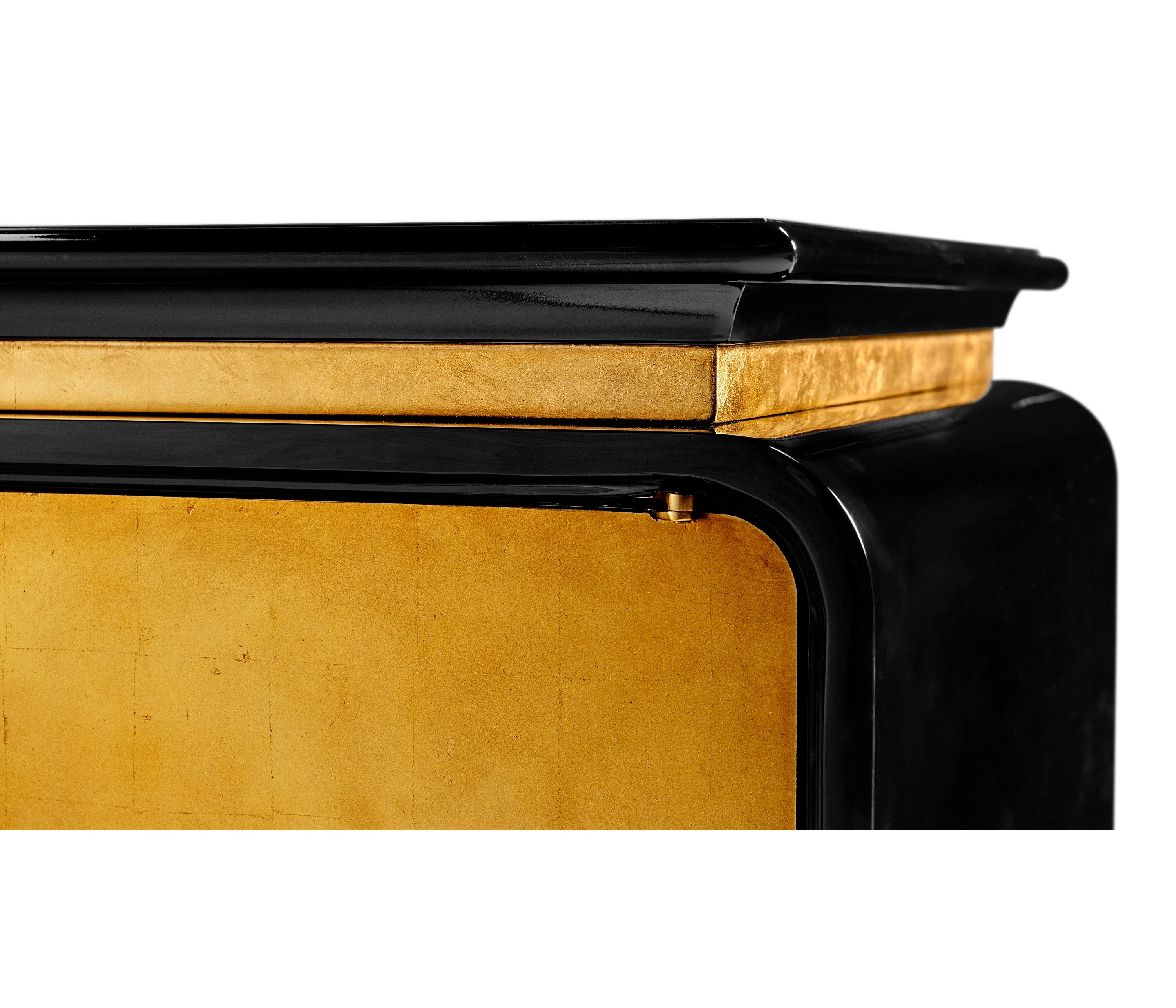 Jonathan Charles Modern Asian Smoky Black & Gold Cabinet ( 500171-AGF-BLG )
