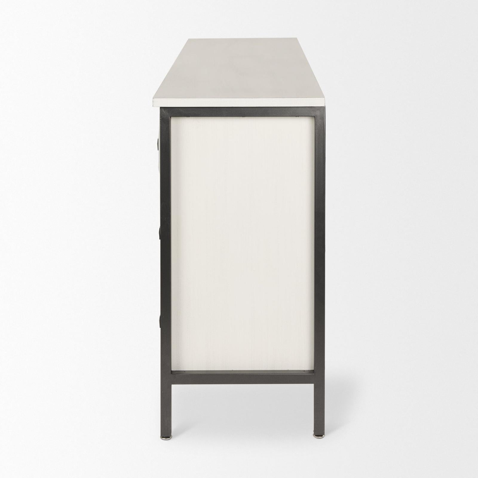 Mercana Savannah White Fir Veneer w/ Metal 6-Drawer Sideboard Clearance