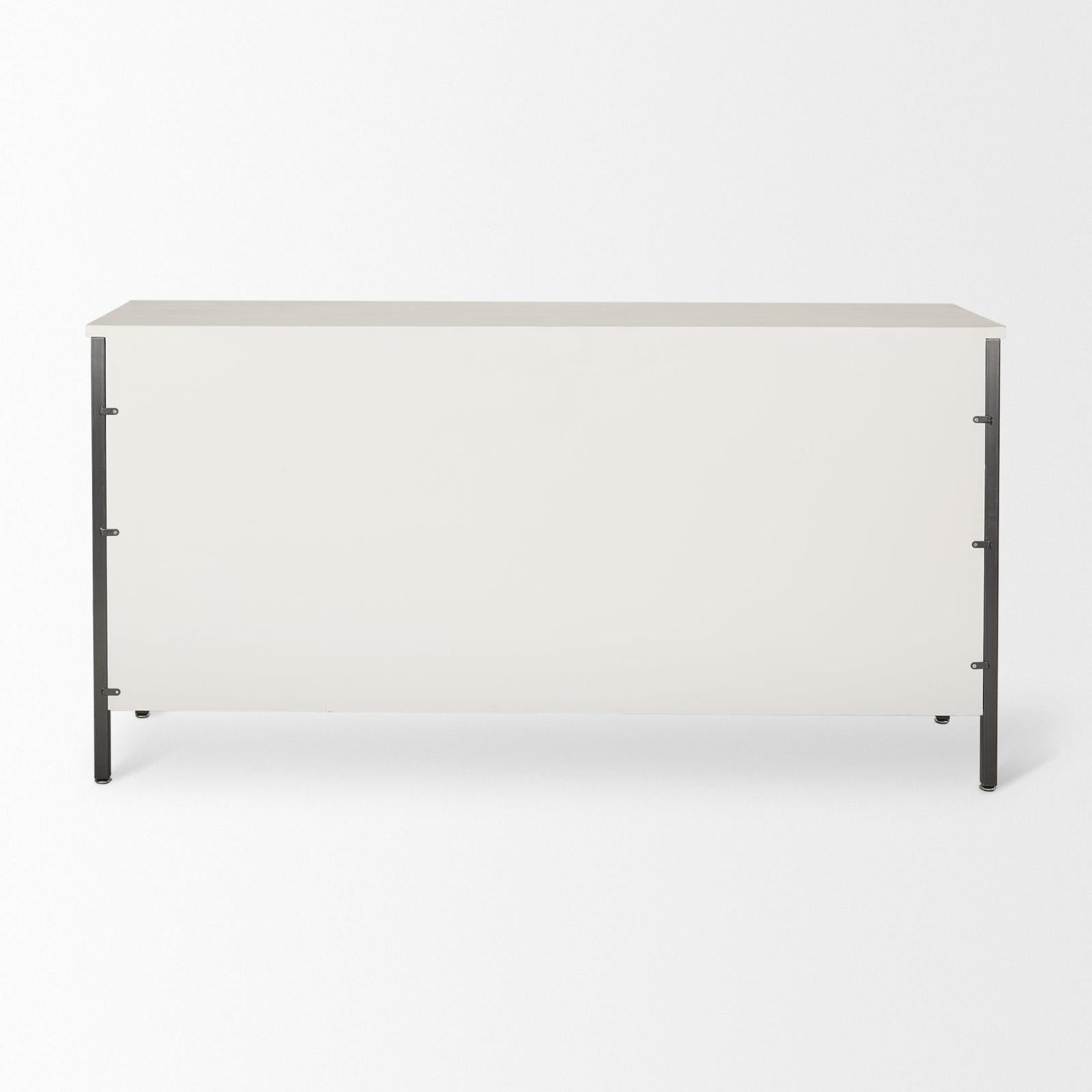 Mercana Savannah White Fir Veneer w/ Metal 6-Drawer Sideboard Clearance