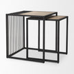Mercana Miles Black Metal w/ Light Wood Nesting End/Side Table