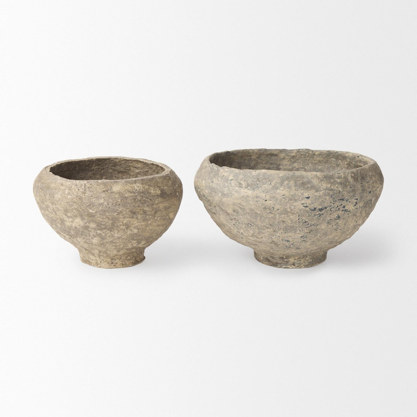 Mercana Sonu Paper Mache Half-Pot Bowls- Set of 2