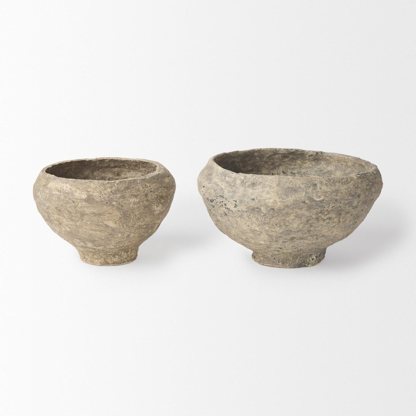 Mercana Sonu Paper Mache Half-Pot Bowls- Set of 2