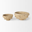 Mercana Sonam Beige Paper Mache Spiked Bowls- Set of 2