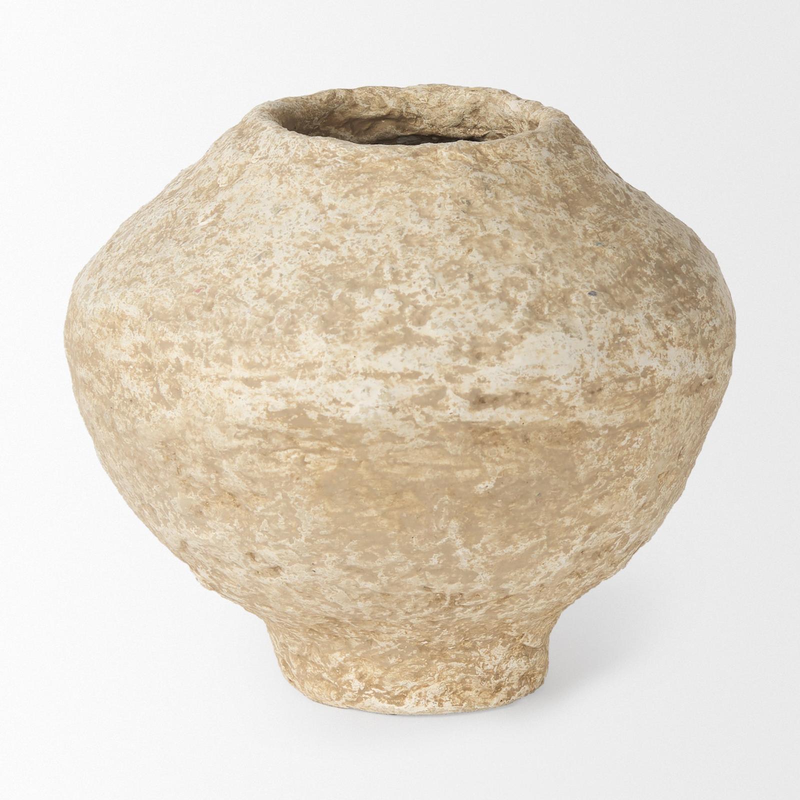 Mercana Ritu Beige Paper Mache Pot Vase