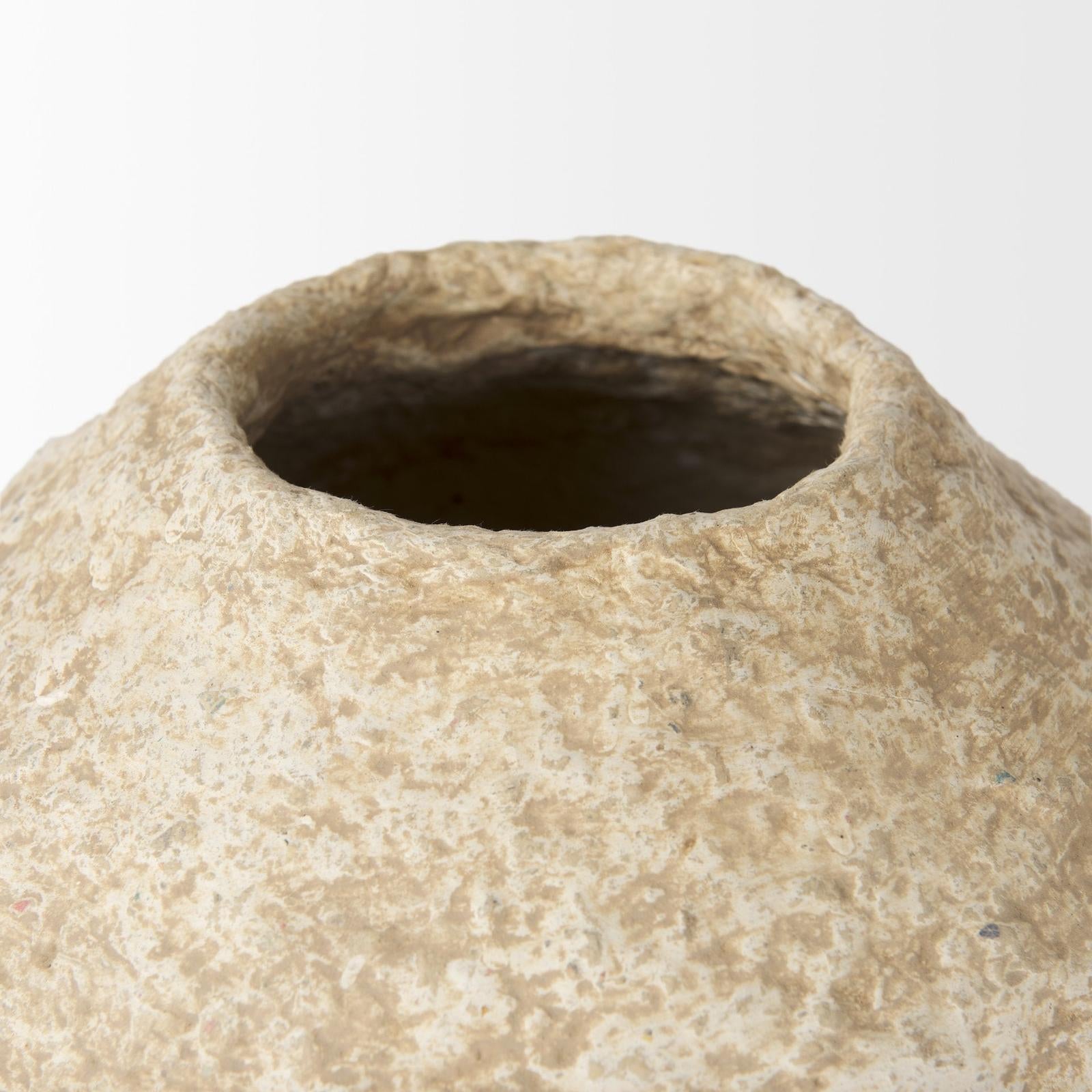 Mercana Ritu Beige Paper Mache Pot Vase