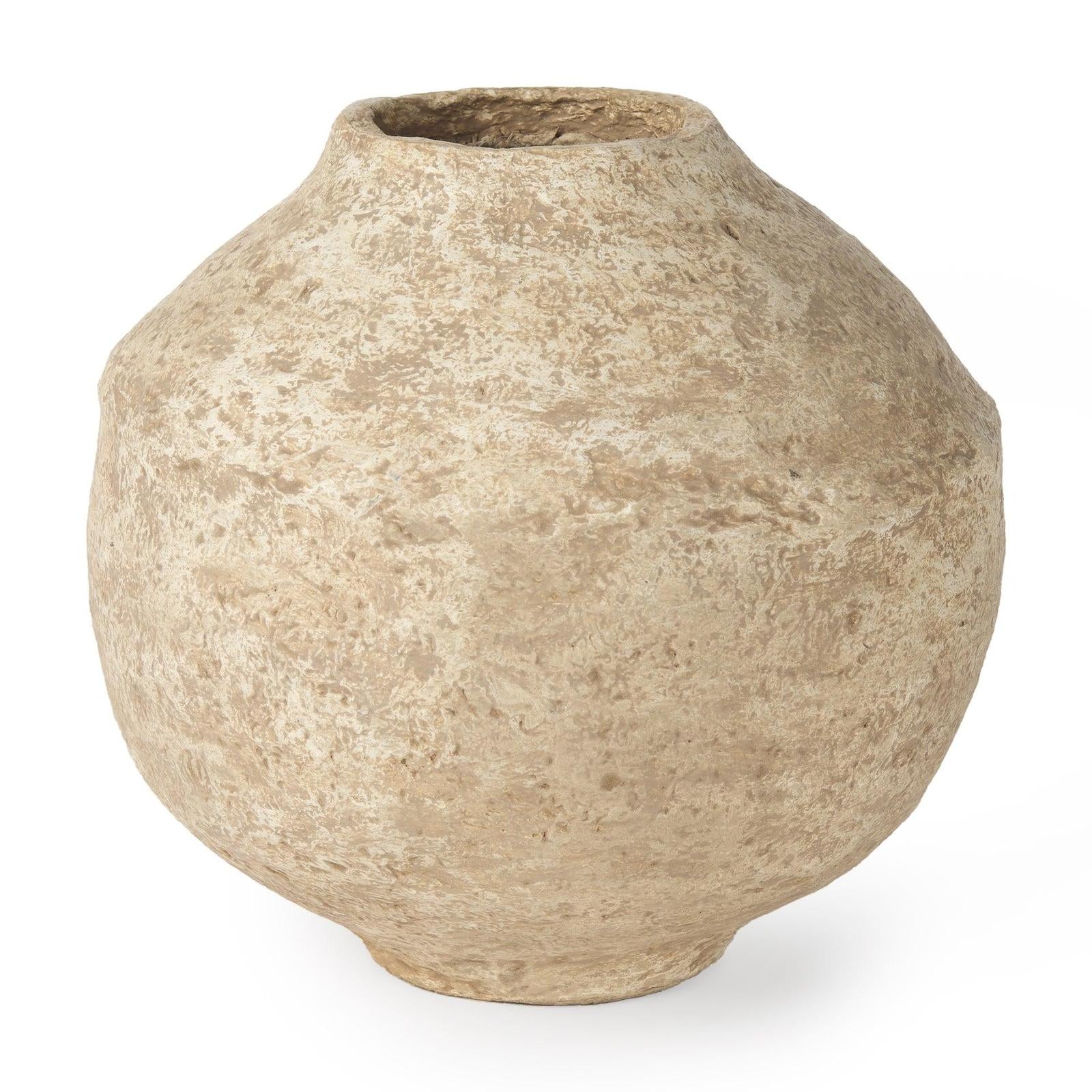 Mercana Ritu Beige Paper Mache Pot Vase