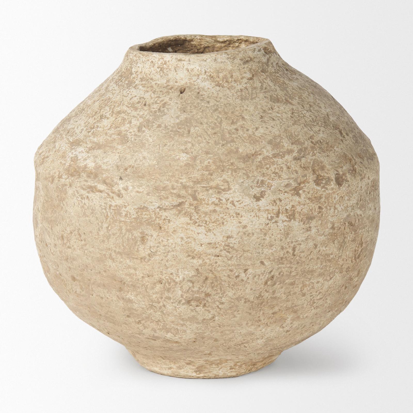 Mercana Ritu Beige Paper Mache Pot Vase