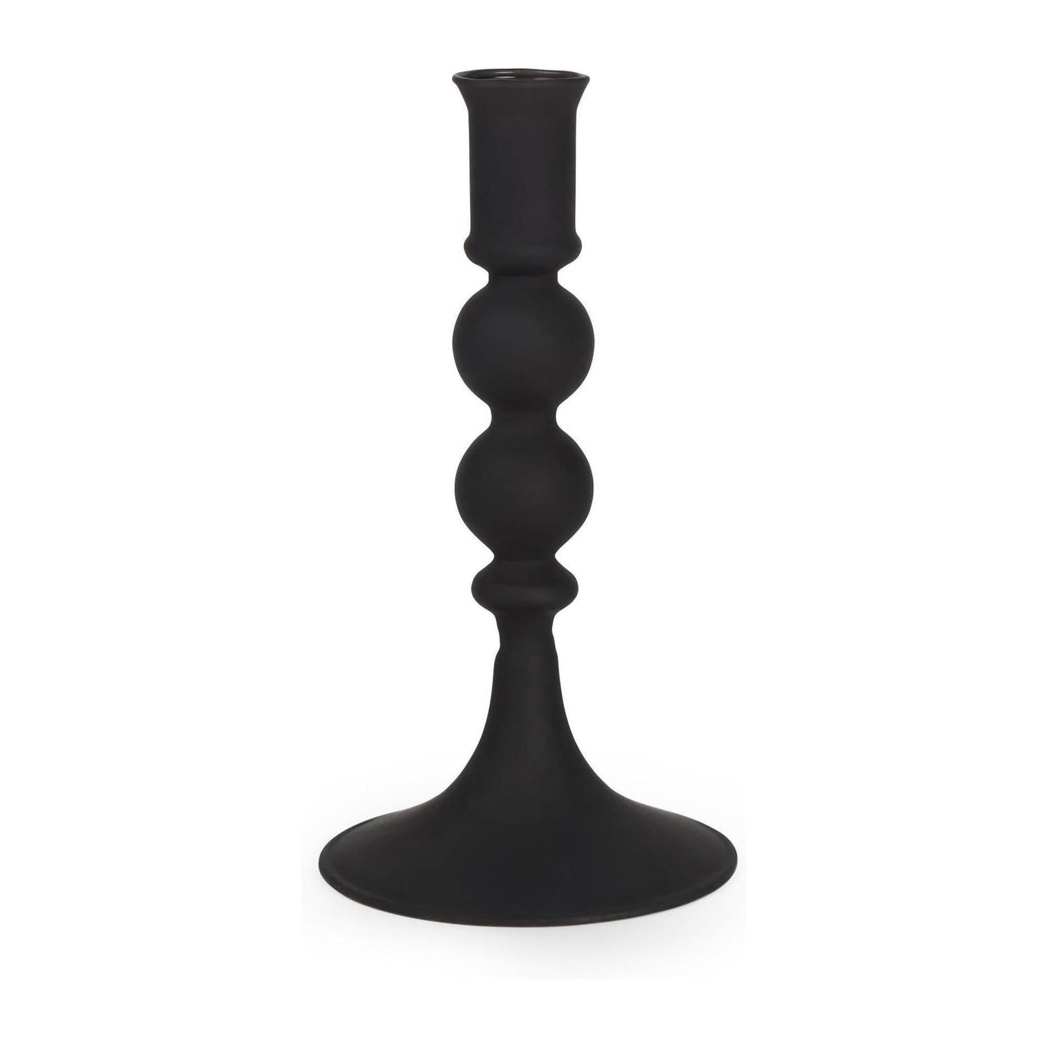 Mercana Haute Matte Black Blown Glass Candlestick