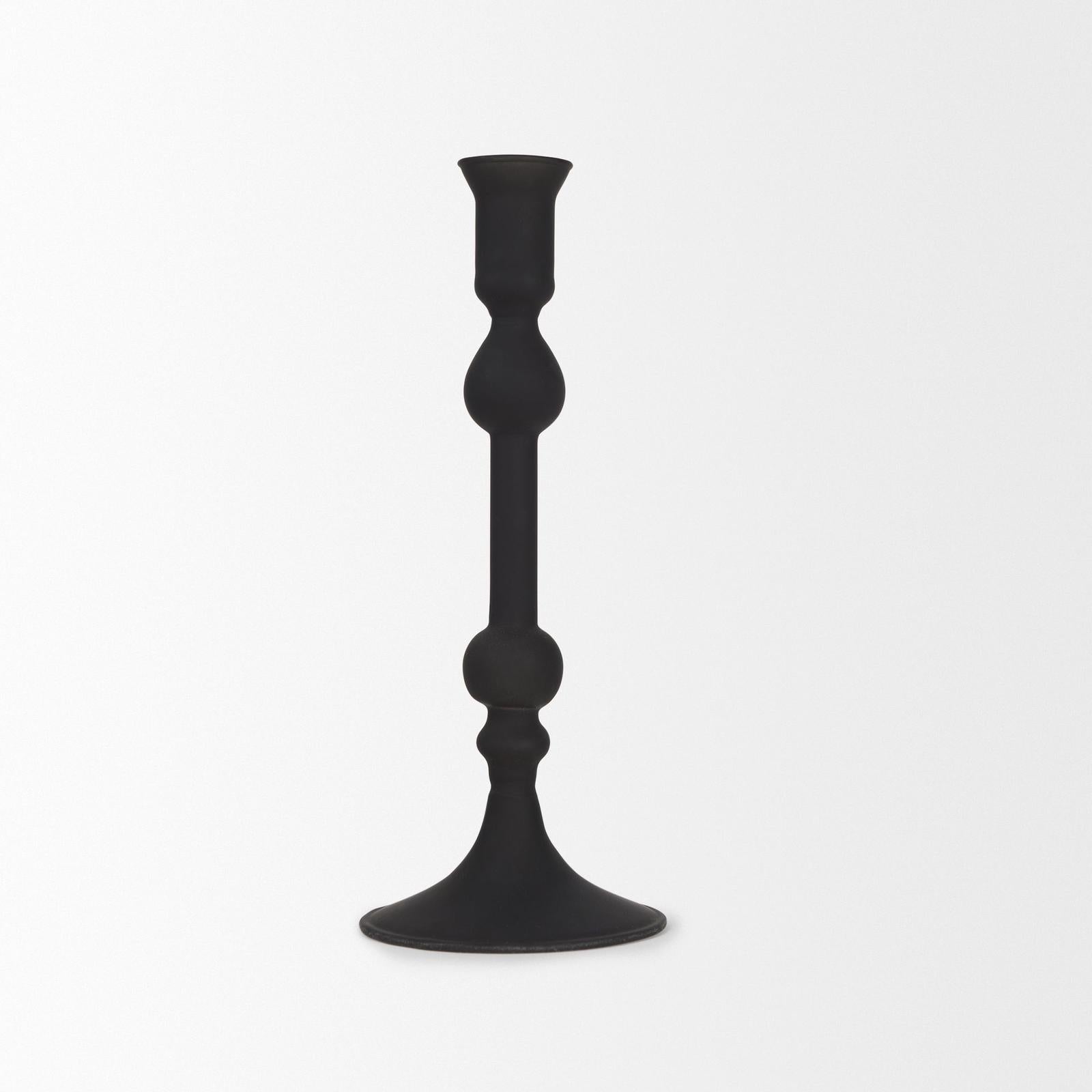 Mercana Haute Matte Black Blown Glass Candlestick