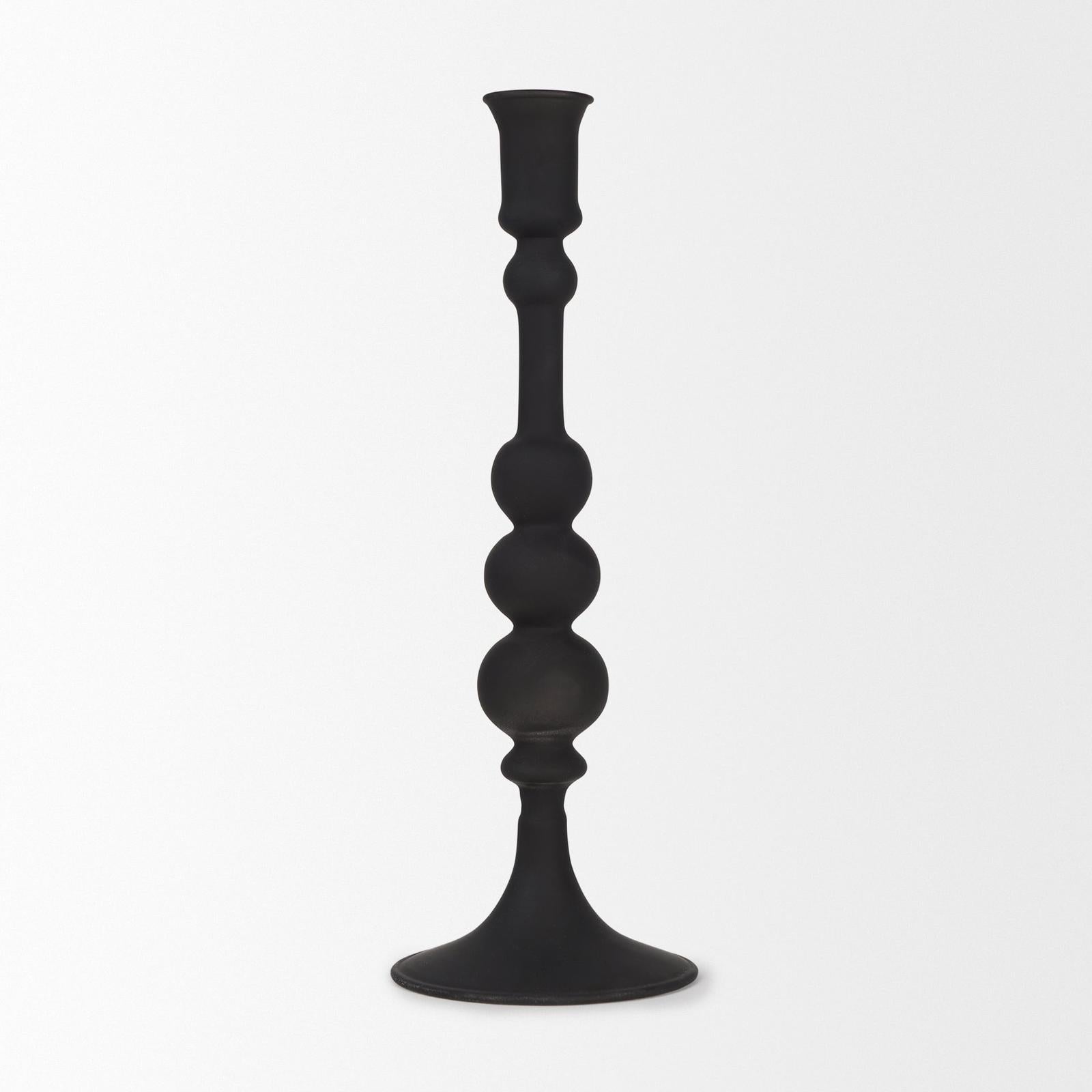 Mercana Haute Matte Black Blown Glass Candlestick