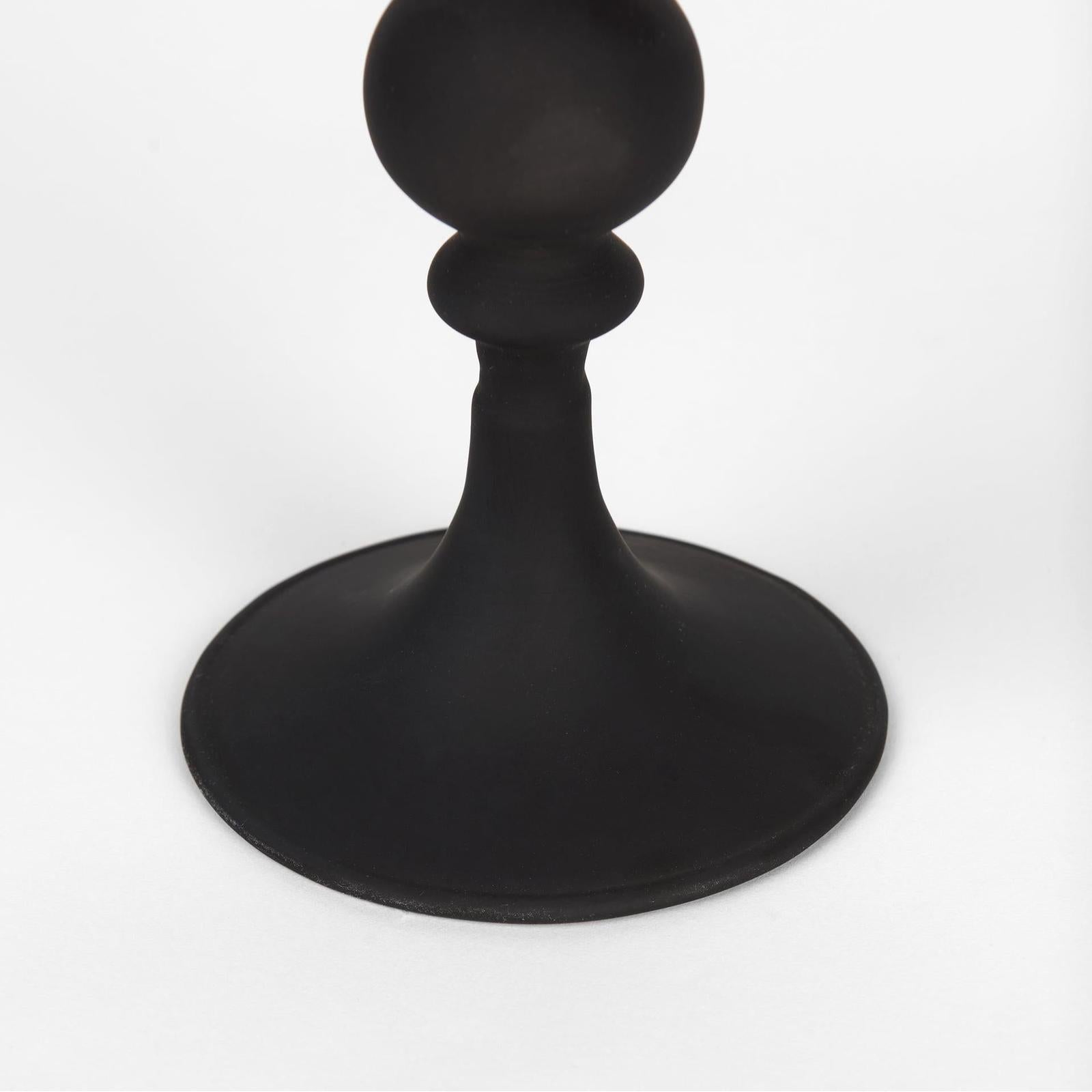 Mercana Haute Matte Black Blown Glass Candlestick
