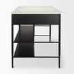 Mercana Amika White Marble Top Black Metal Base Kitchen Island