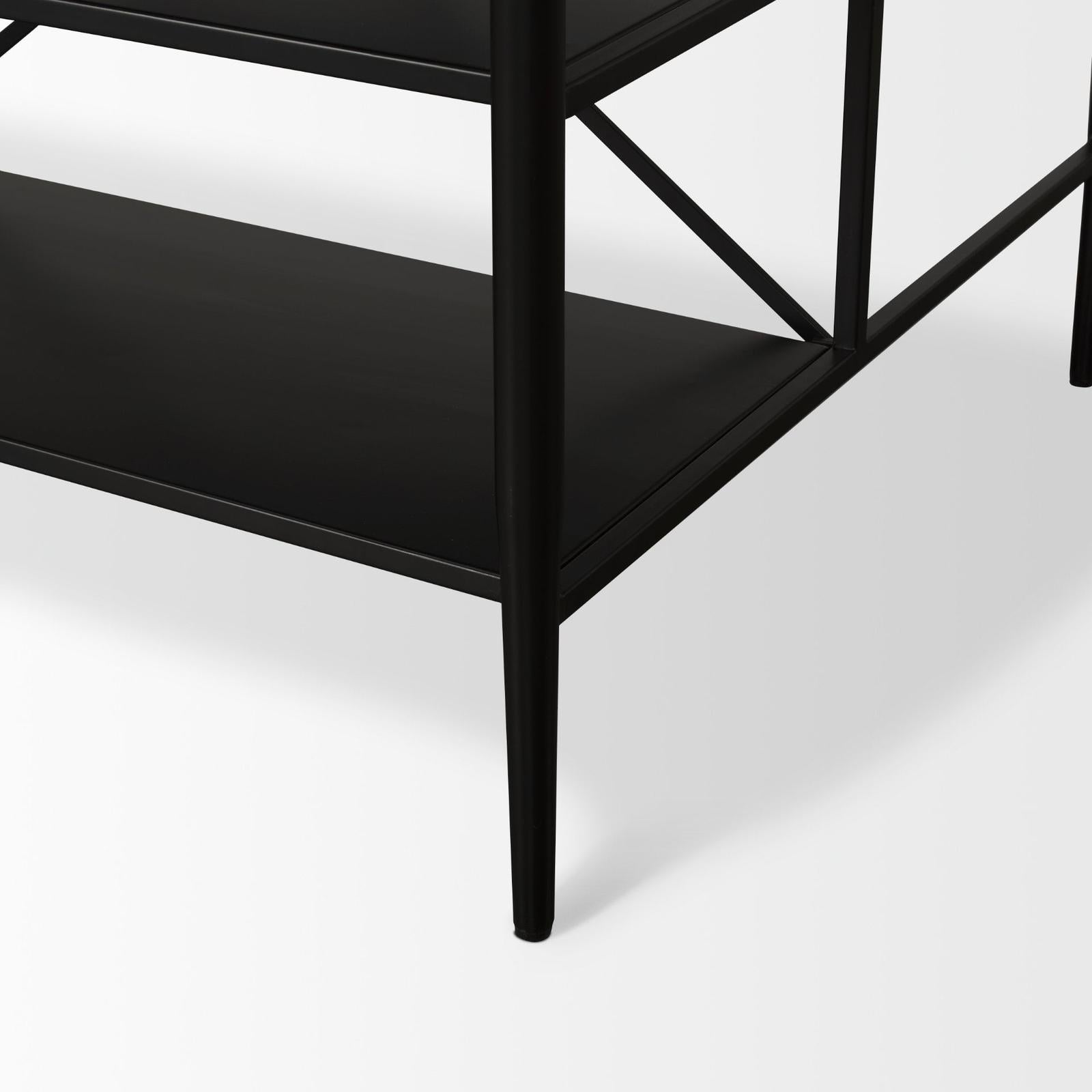 Mercana Amika White Marble Top Black Metal Base Kitchen Island
