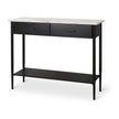 Mercana Amika White Marble Top Black Metal Base Console Table