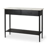Mercana Amika White Marble Top Black Metal Base Console Table