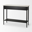 Mercana Amika White Marble Top Black Metal Base Console Table