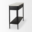 Mercana Amika White Marble Top Black Metal Base Console Table