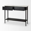 Mercana Amika White Marble Top Black Metal Base Console Table