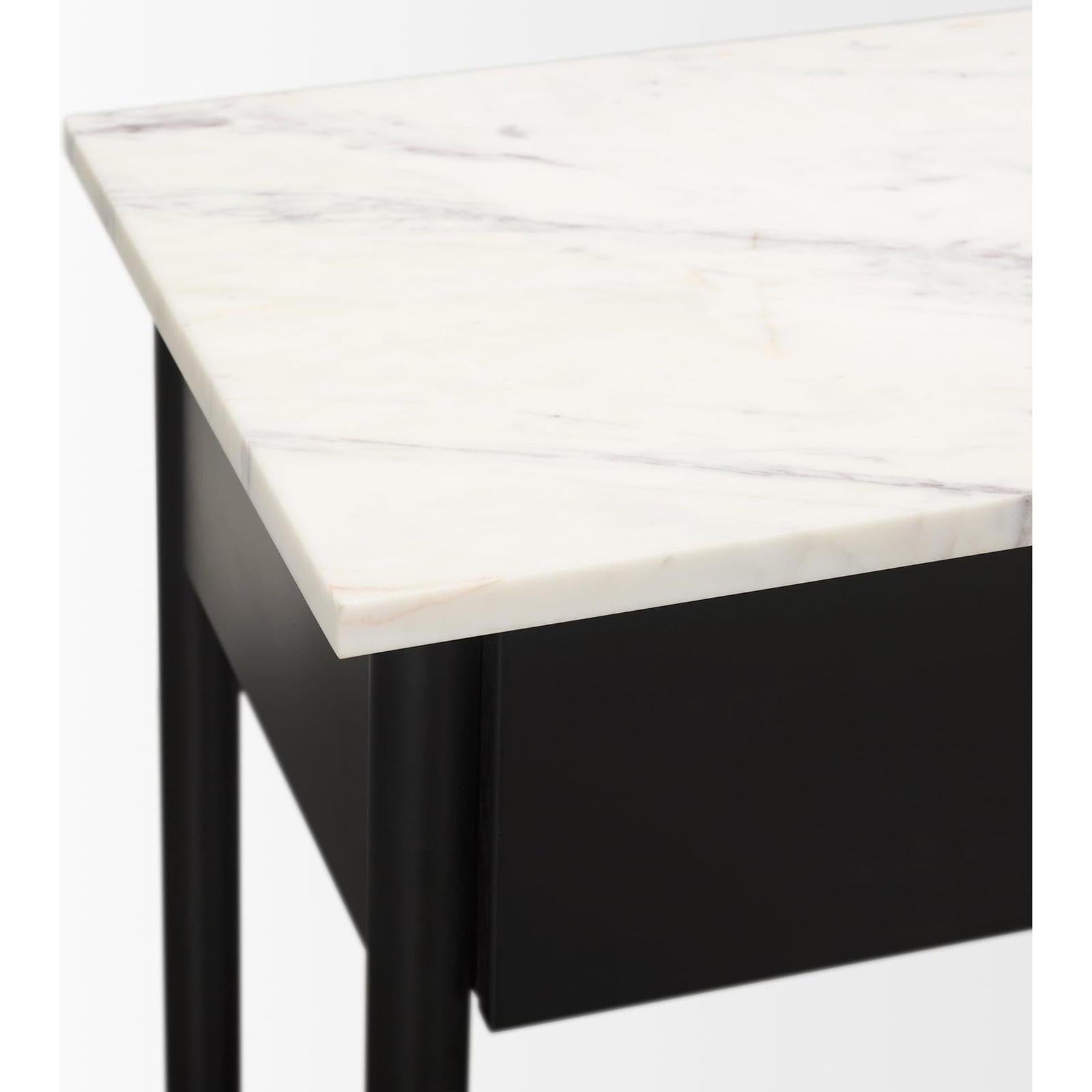 Mercana Amika White Marble Top Black Metal Base Console Table