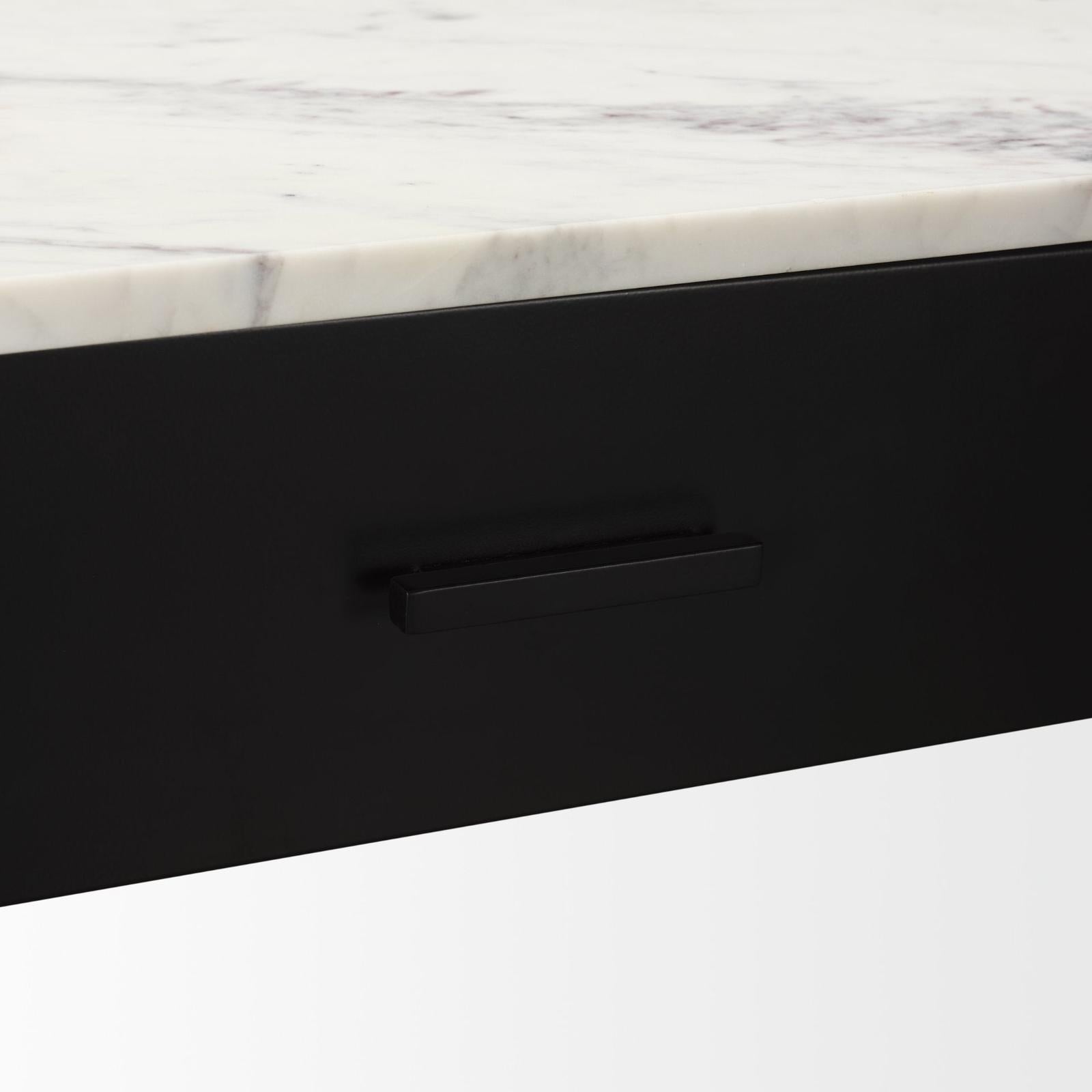 Mercana Amika White Marble Top Black Metal Base Console Table