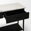 Mercana Amika White Marble Top Black Metal Base Console Table