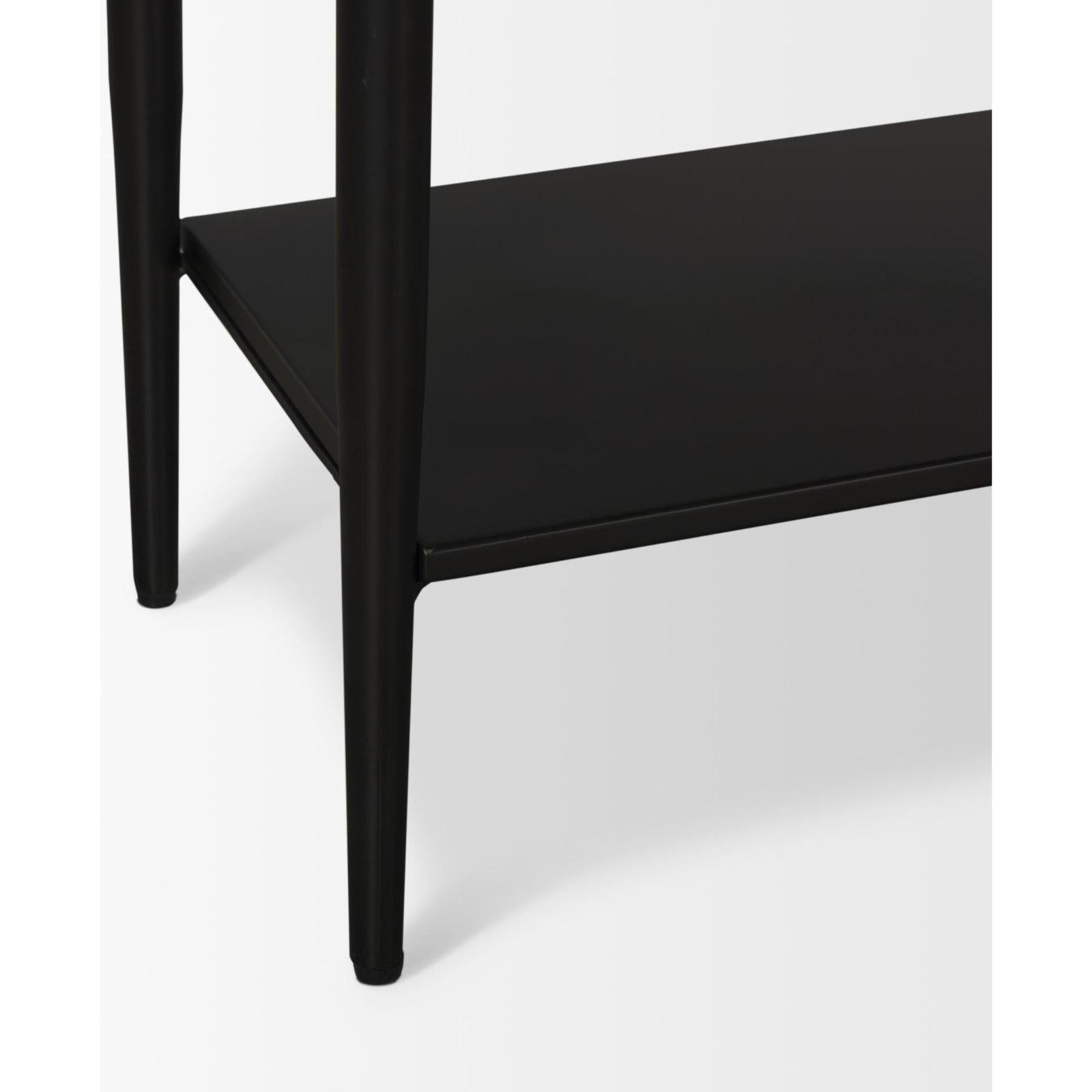 Mercana Amika White Marble Top Black Metal Base Console Table