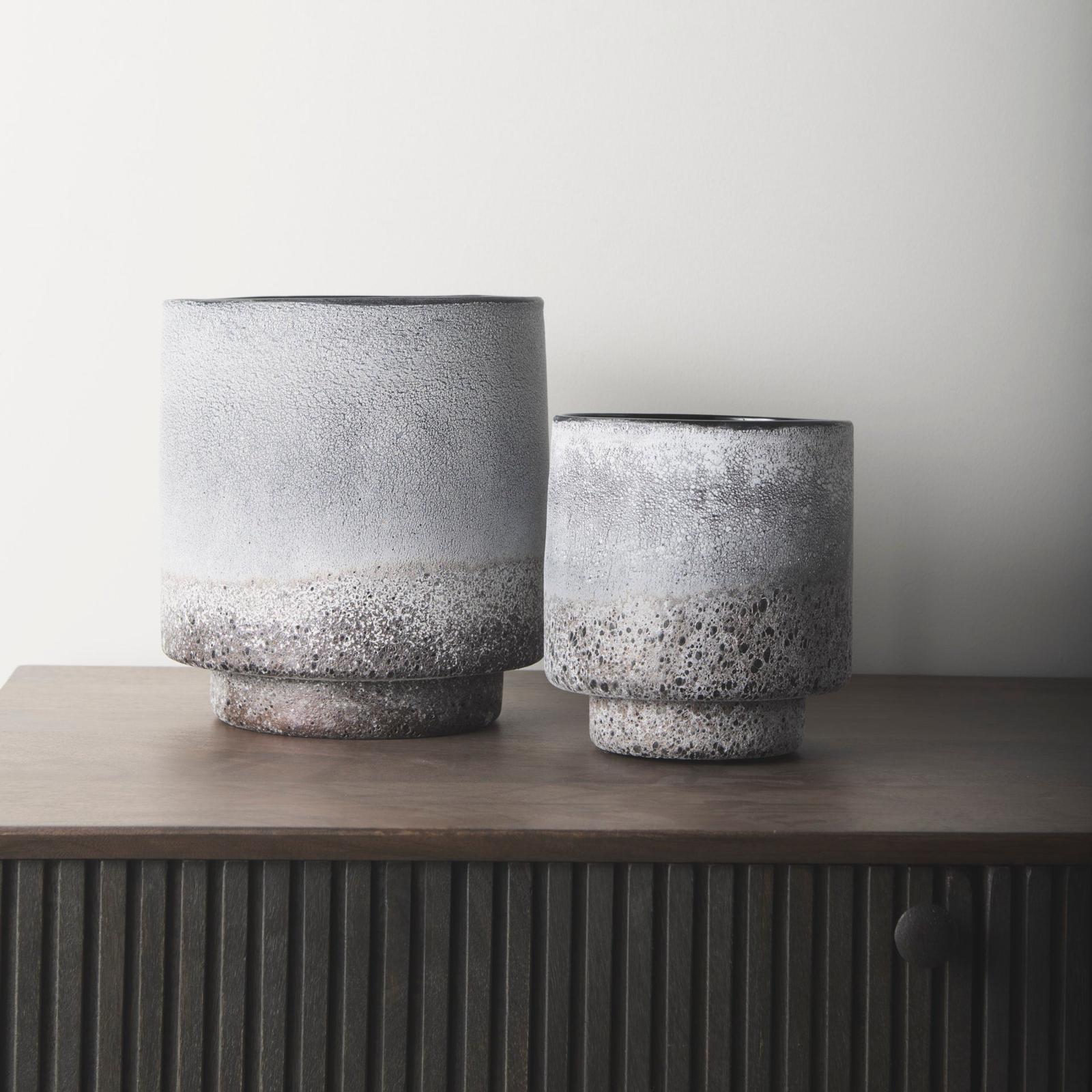 Mercana Squally Black/Brown Glass Ombre Textured Vase