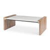 Mercana Athens Light Brown Wood and White Marble Coffee Table Clearance