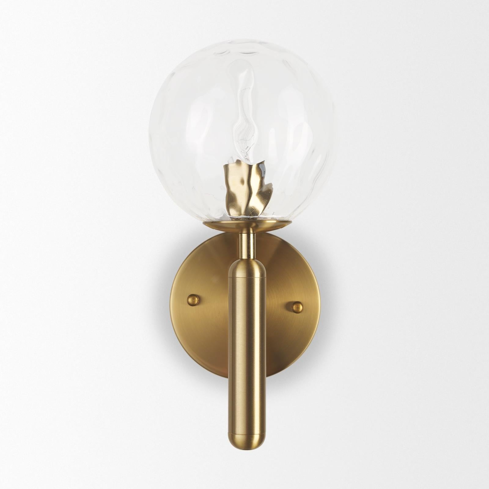 Mercana Britton Gold Metal w/ Clear Glass Globe 1-Light Wall Sconce Clearance