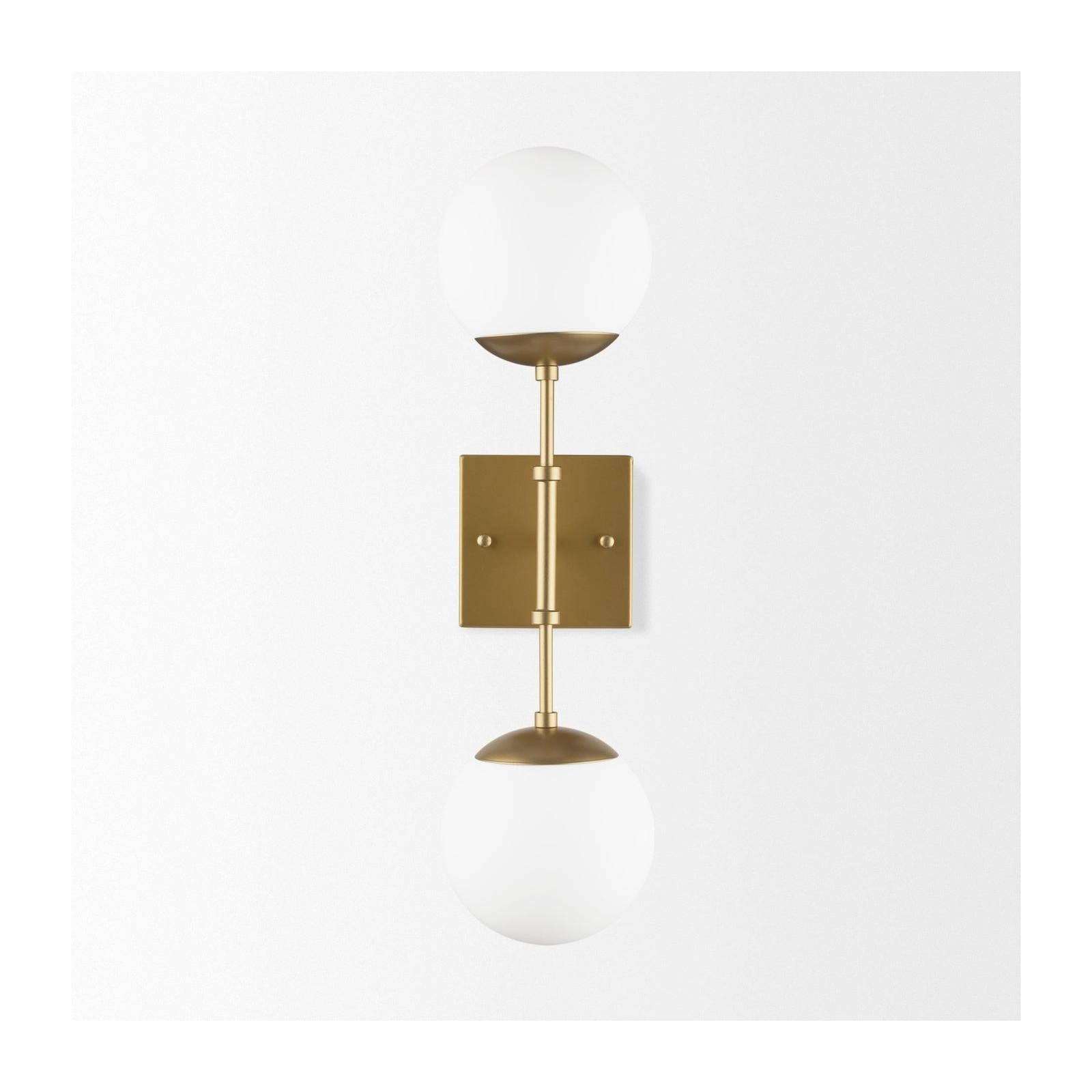 Mercana Edie Metal w/ Frosted Glass Globes 2-Light Wall Sconce Clearance