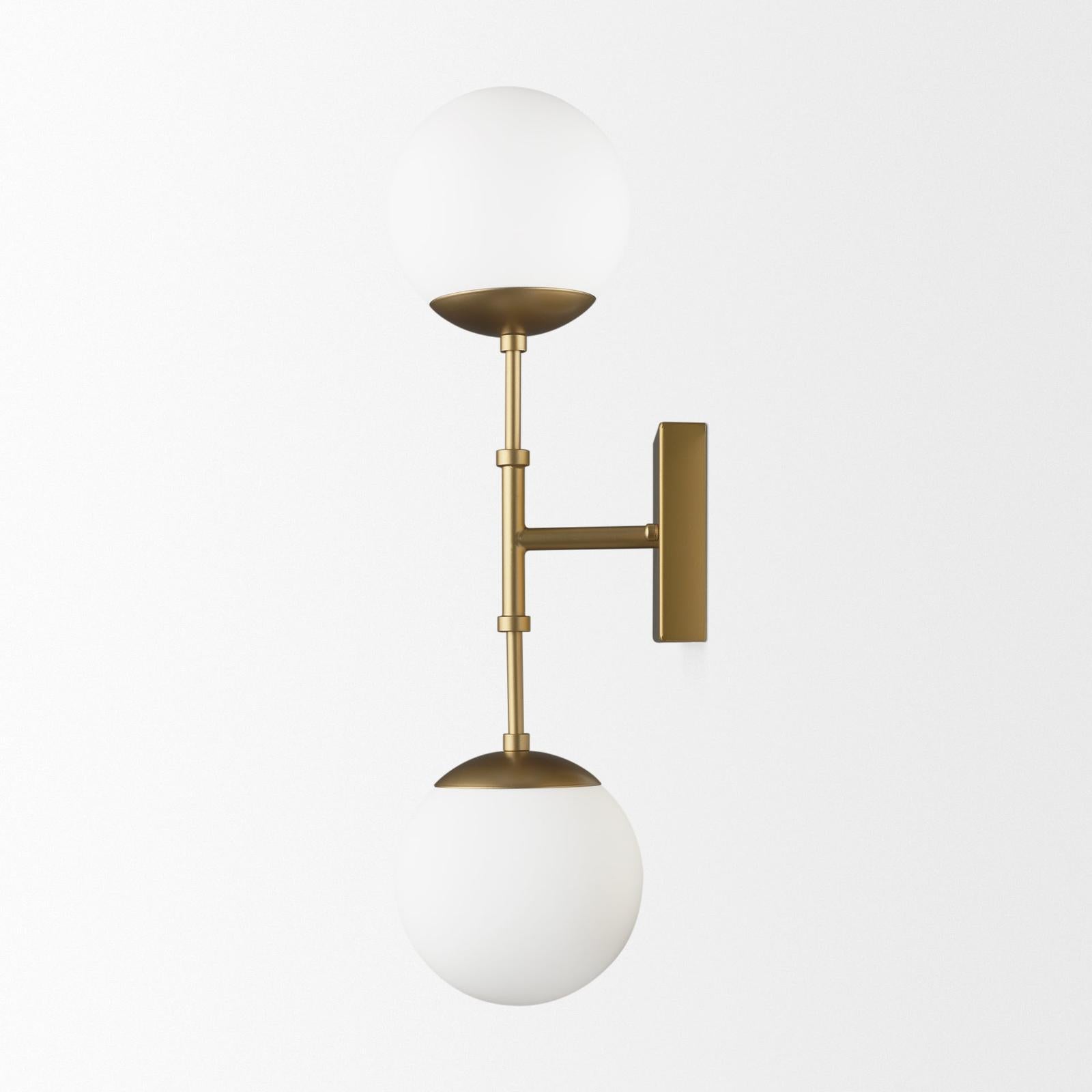 Mercana Edie Metal w/ Frosted Glass Globes 2-Light Wall Sconce Clearance