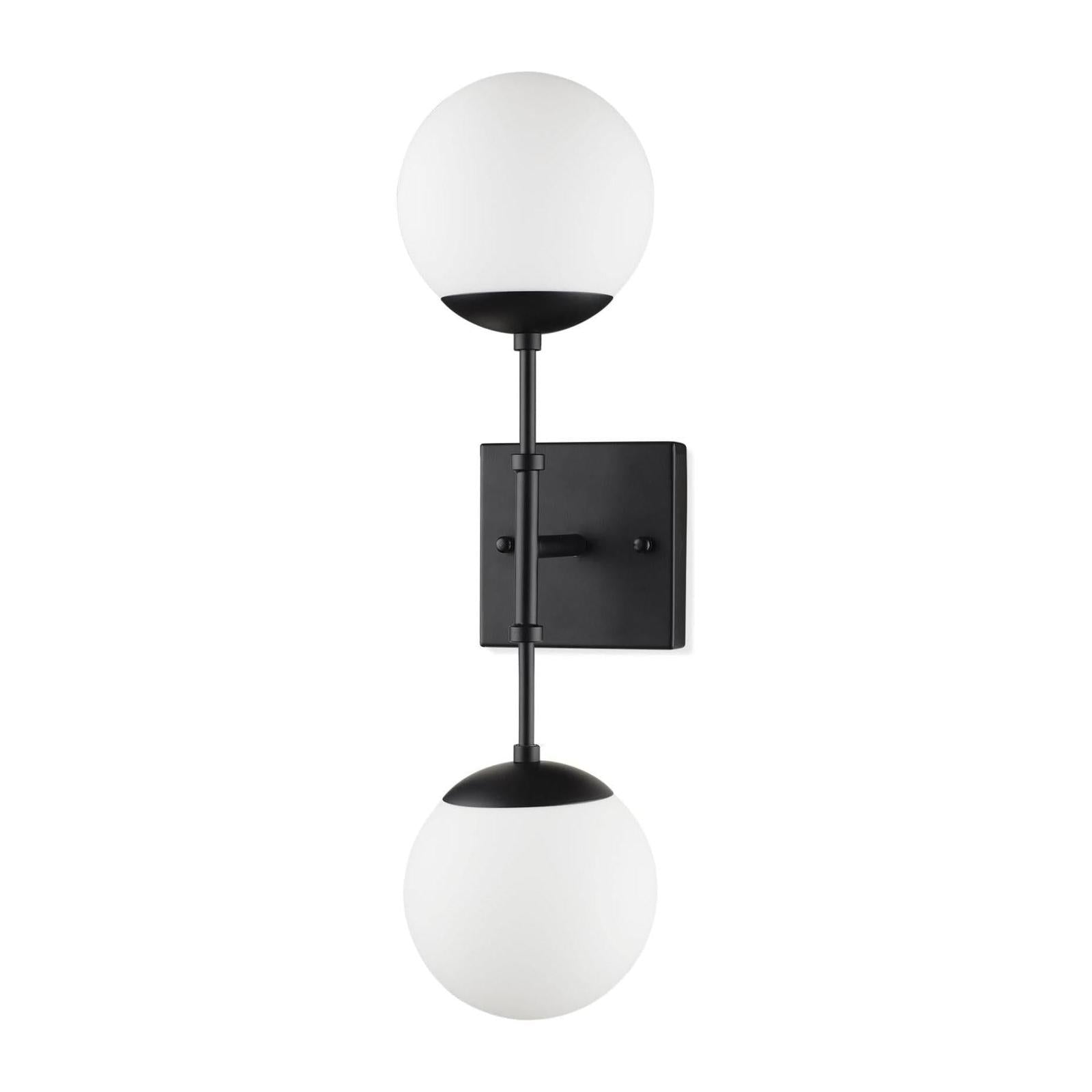Mercana Edie Metal w/ Frosted Glass Globes 2-Light Wall Sconce Clearance
