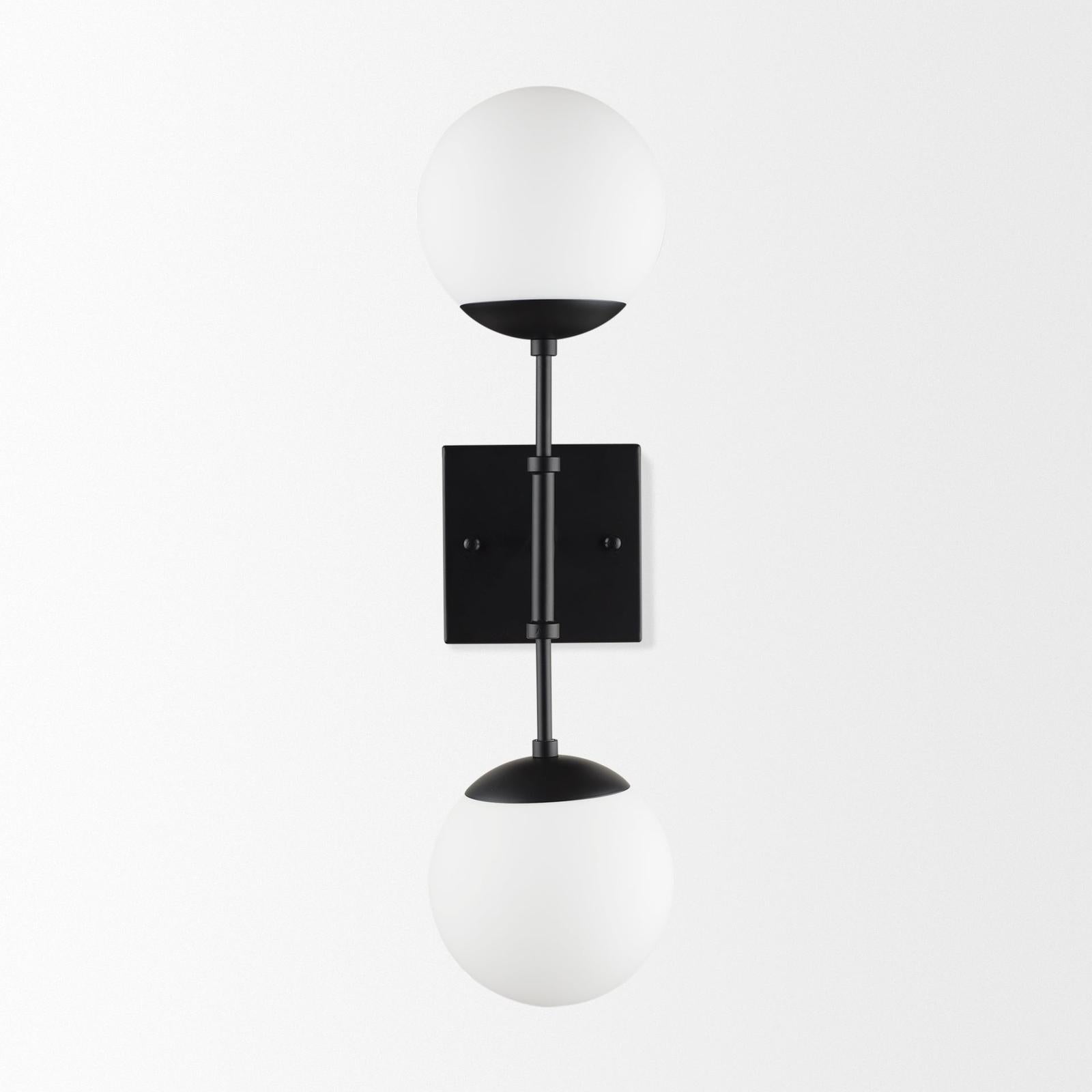 Mercana Edie Metal w/ Frosted Glass Globes 2-Light Wall Sconce Clearance