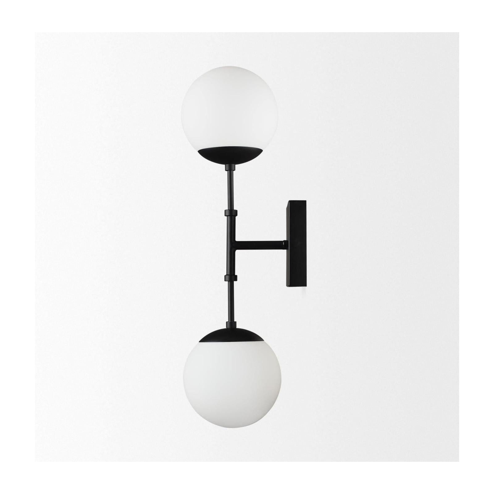 Mercana Edie Metal w/ Frosted Glass Globes 2-Light Wall Sconce Clearance