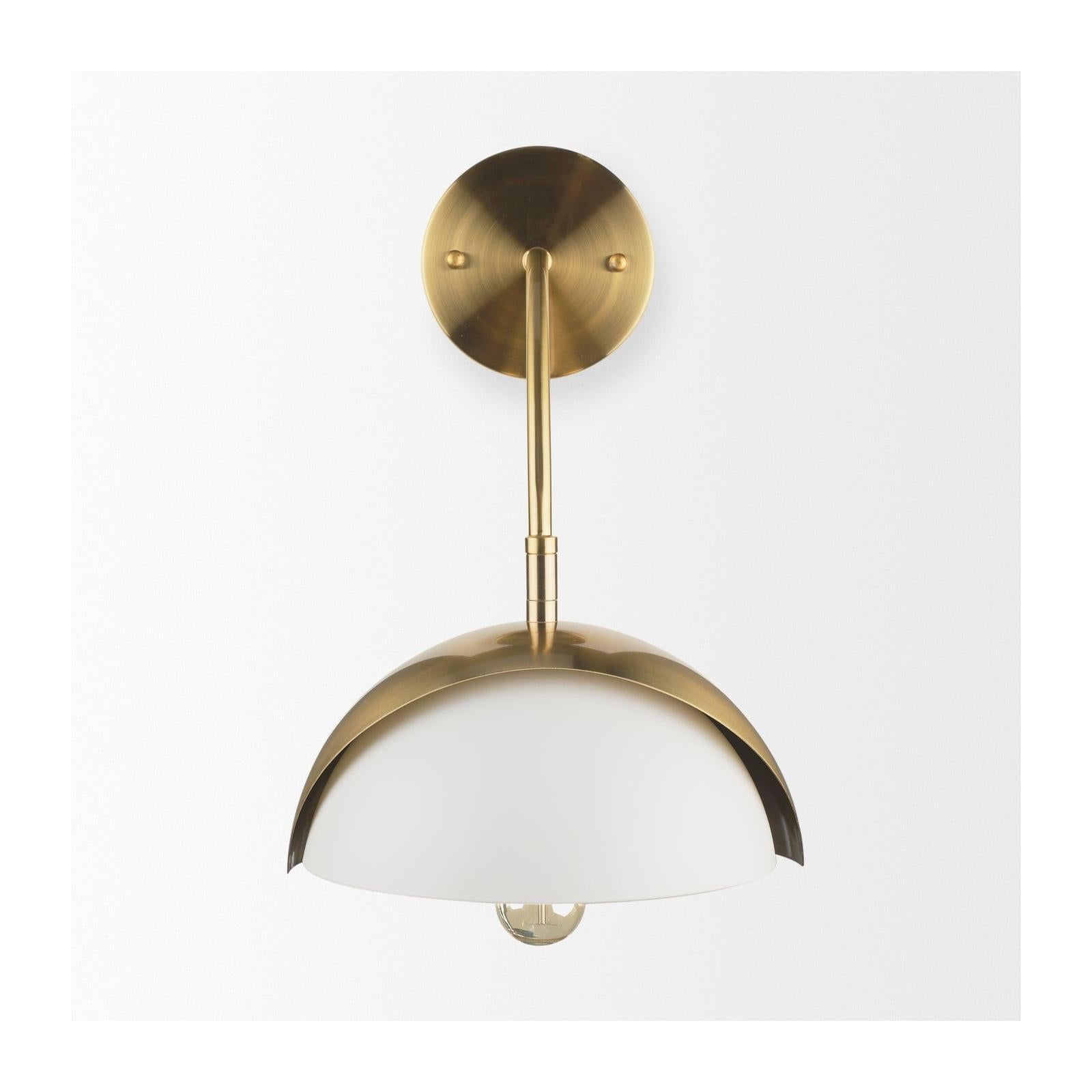 Mercana Cybill Brushed Brass w/ White Metal Shade 1-Light Wall Sconce Clearance