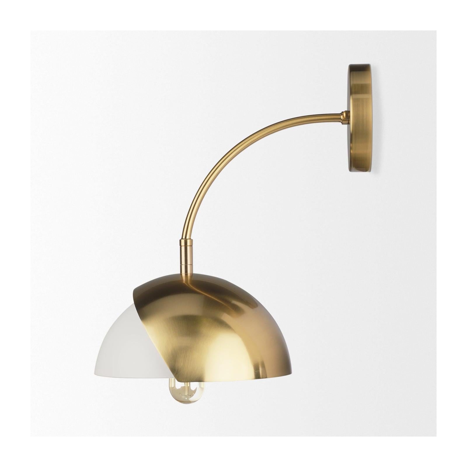 Mercana Cybill Brushed Brass w/ White Metal Shade 1-Light Wall Sconce Clearance