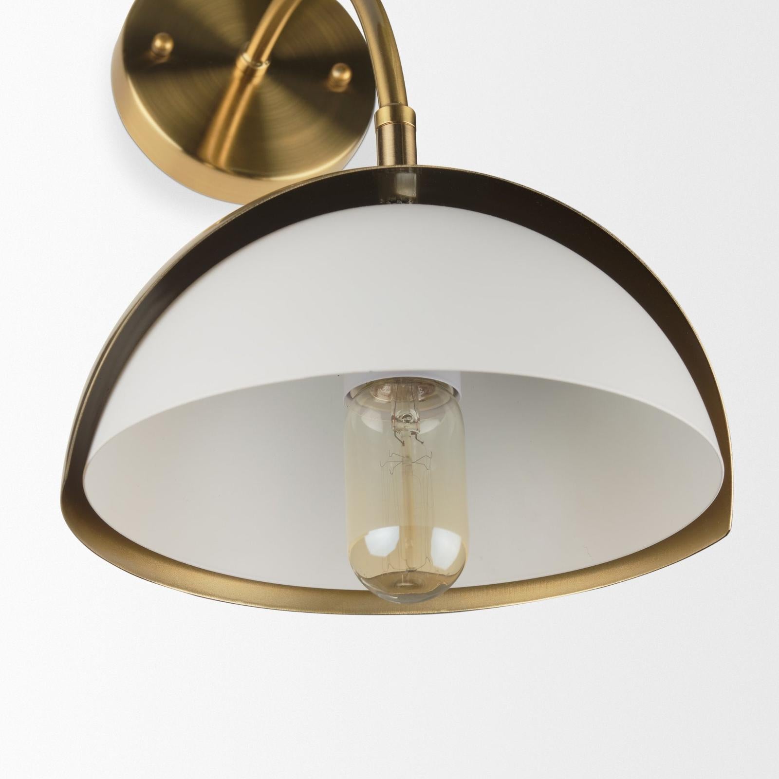 Mercana Cybill Brushed Brass w/ White Metal Shade 1-Light Wall Sconce Clearance