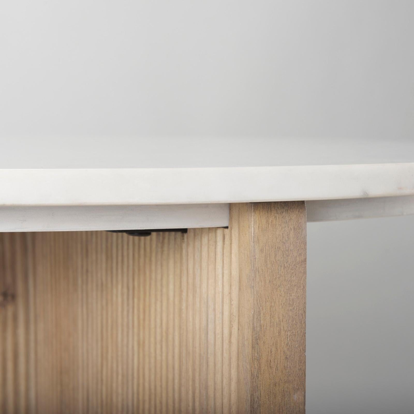 Mercana Enzo Fluted Wood Base Foyer Accent Table
